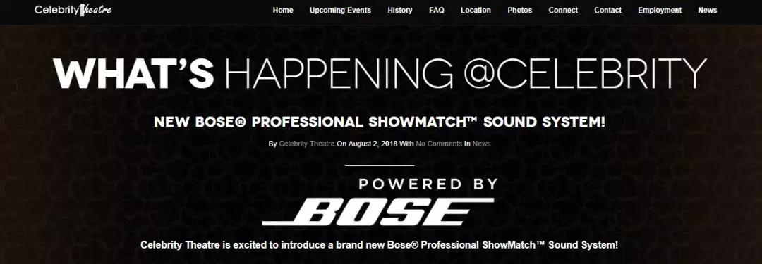 Celebrity Theatre 采用Bose ShowMatch对剧院内扩声系统进行更新